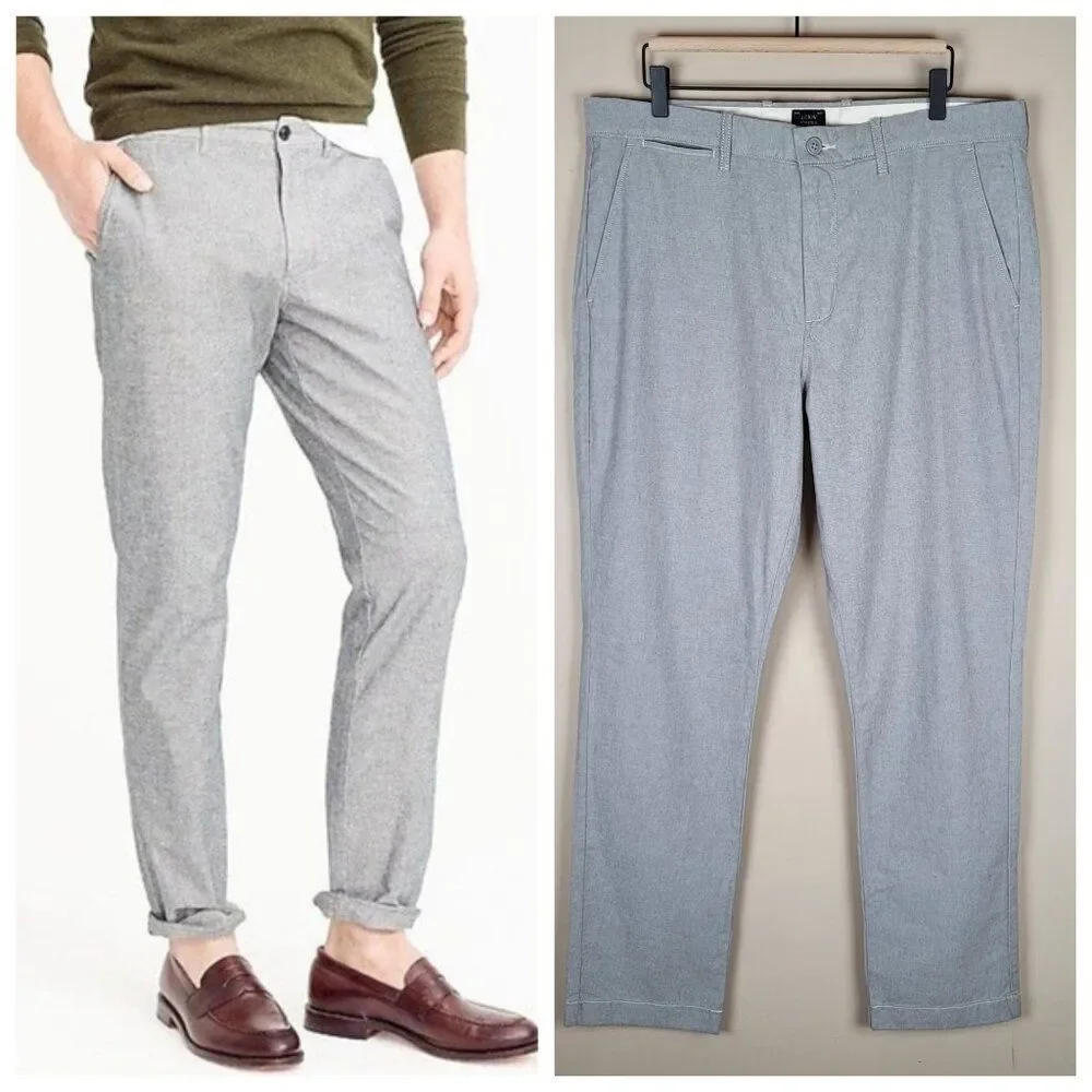 J. Crew Size 35x32 770 Straight Chino Pant Stretch Chambray Gray NWT